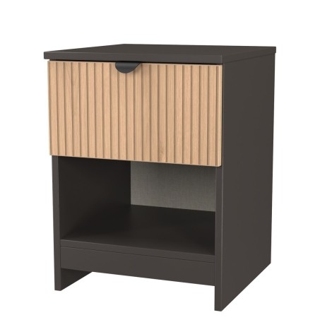 Bora - 1 Drawer Locker With Shelf - Slatted Front and Graphite Base