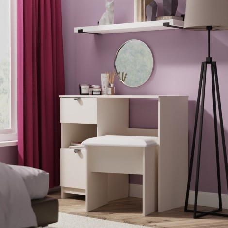 Bora - Kashmir Matt Single Pedestal Desk / Vanity Table with Shelf
