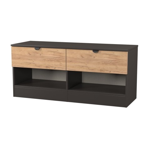 Bora - Bed Box With Shelf - Gold Crafted Oak Front and Graphite Base