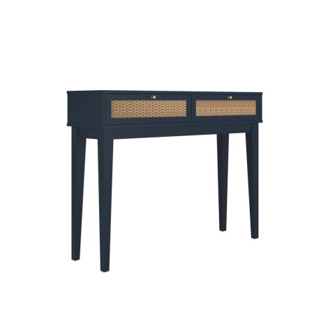 Bordeaux Blue Wood & Rattan Dressing Table