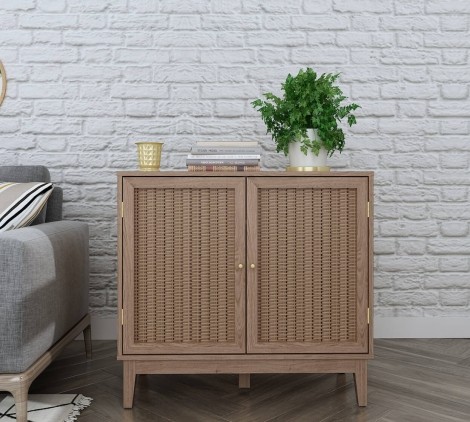 Bordeaux - Rattan and Wood - 2 Door Small Sideboard - Natural Finish