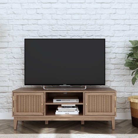 Bordeaux - Rattan and Wood - TV Unit - Natural Finish