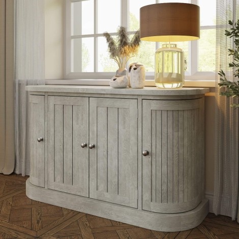 Bowood Reclaimed Pine 4 Door Curved Sideboard