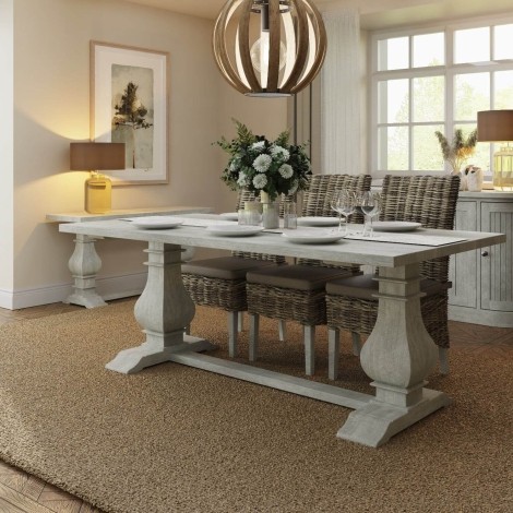 Bowood - Reclaimed Pine - 2M/200CM - Rectangular Dining Table - Double Pedestal Base