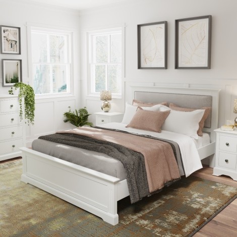 Ashley White Painted Bedroom 5' King Size Bed Frame