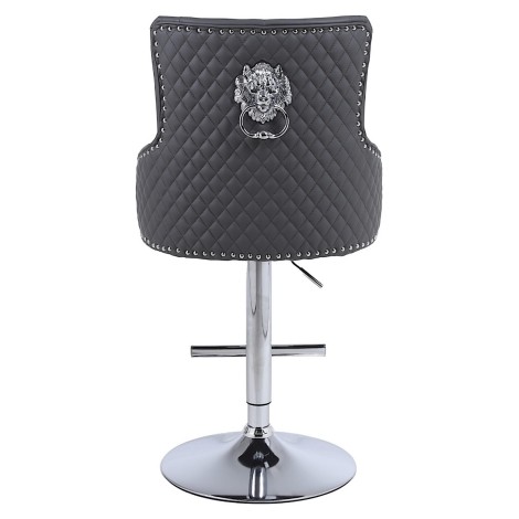 Valentino Grey PU, Silver Lion Knocker Stool