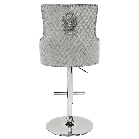 Chelsea -  Lion head Knocker - Quilted Back - Silver Shimmer Velvet Bar Stool