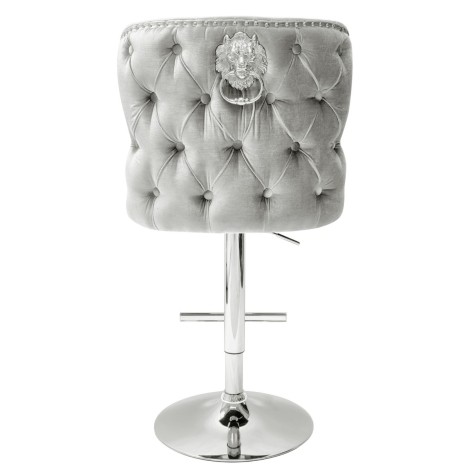 Vicenza -  Lion head Knocker - Buttoned Back - Shimmer Silver Velvet - Bar Stool