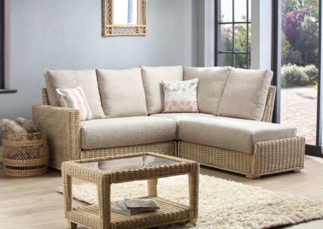 Burford Natural  Wash, Cane Left Arm Corner Sofa