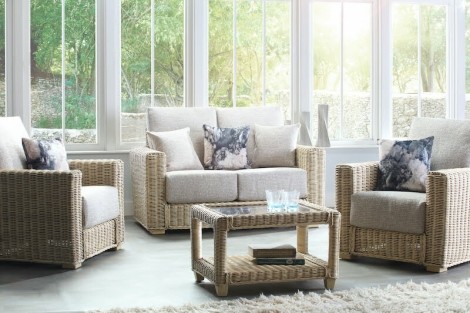 Burford Natural  Wash, Cane 2 Seater Sofa & 2 Chairs