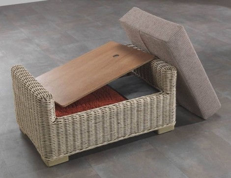 Burford Natural  Wash, Cane Storage Footstool