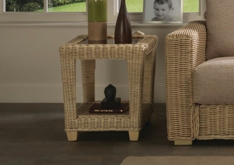 Burford Natural  Wash, Cane Lamp Table