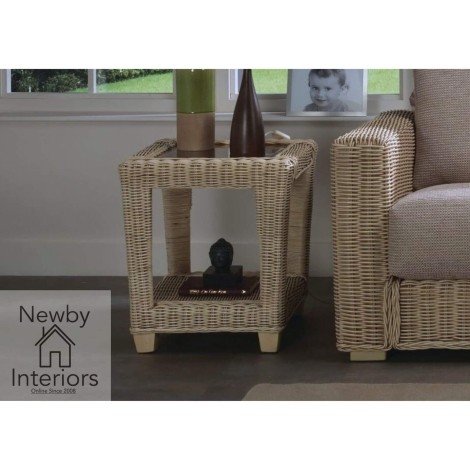 Burford Lamp Table Natural Wash Rattan & Glass