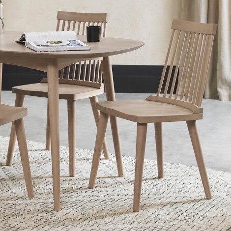 Scandi Oak - Spindle Chair - Turned Solid Beech Legs - Pair