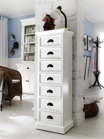 Halifax - Pure White Painted - Painted Storage Tower WIth Drawers