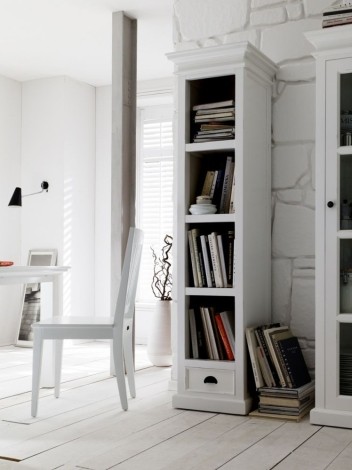 Halifax - Pure White Painted - Slim Bookcase With Drawer