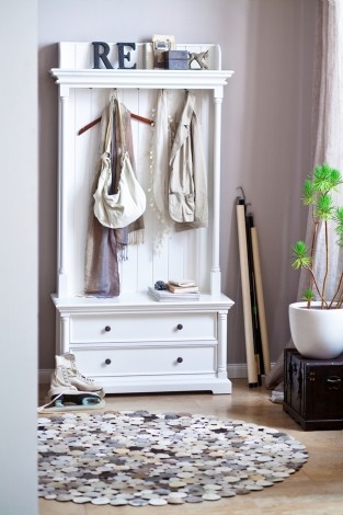 Halifax - Pure White Painted - Hall Tree - 5 Hooks and 2 Drawers