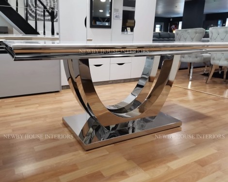 Calacatta 180cm White Marble and Polished Chrome Dining Table