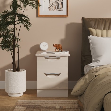 Camden - 2 Drawer Bedside Cabinet / Bedside Table / Nightstand - Kashmir Gloss Front and Matt Base