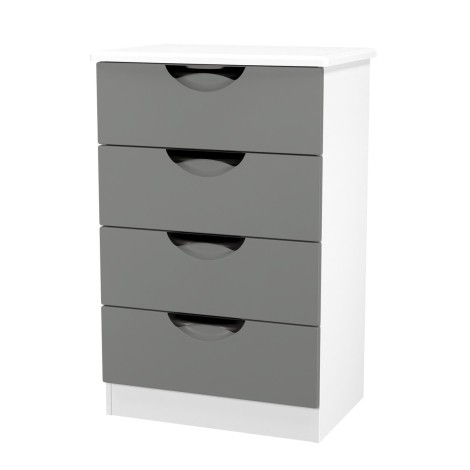 Camden - 4 Drawer Medium Chest - Dust Grey Front and White Matt Base