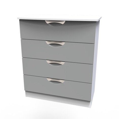 Camden - Chest of 4 Drawers - Dust Grey Front and White Matt Base