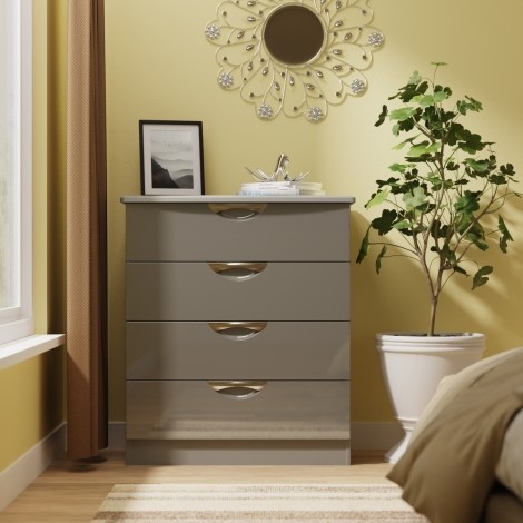 Camden - Chest of 4 Drawers - Grey Gloss Front and Dusk Grey Base