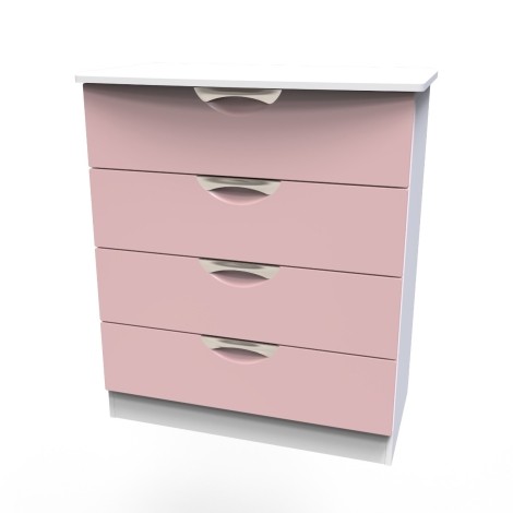Camden - Chest of 4 Drawers - Kobe Pink Front and White Matt Base