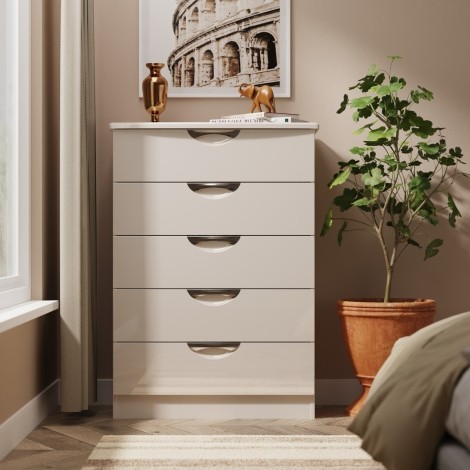 Camden - Chest of 5 Drawers - Kashmir Gloss Front and Matt Base