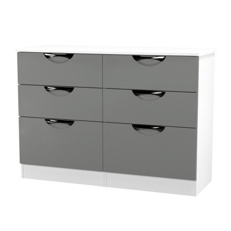 Camden - Midi Chest of 6 Drawers - Dust Grey Front and White Matt Base