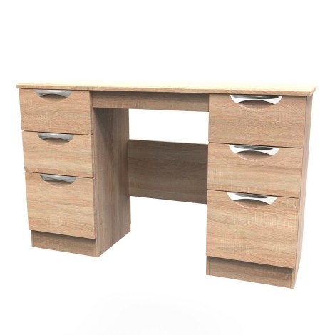 Camden - Bardolino Oak Kneehole Double Pedestal Dressing Table / Vanity Table / Desk