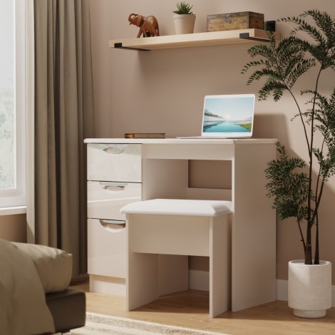 Camden - Single Pedestal Dressing Table / Vanity Table / Desk - Kashmir Gloss Front and Matt Base