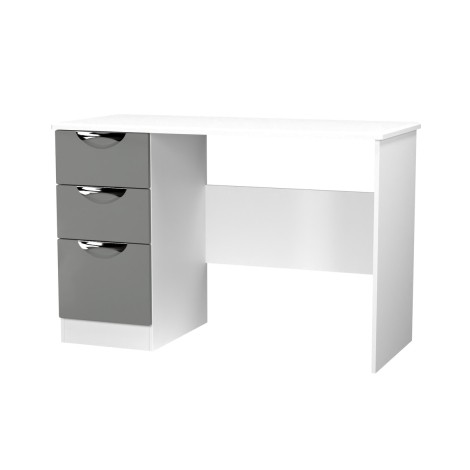 Camden - Single Pedestal Desk / Vanity Table - Dust Grey Front and White Matt Base