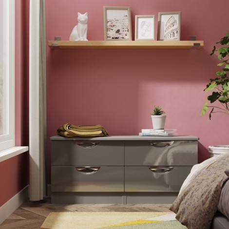 Camden - 4 Drawers Bed Box - Grey Gloss Front and Dusk Grey Base