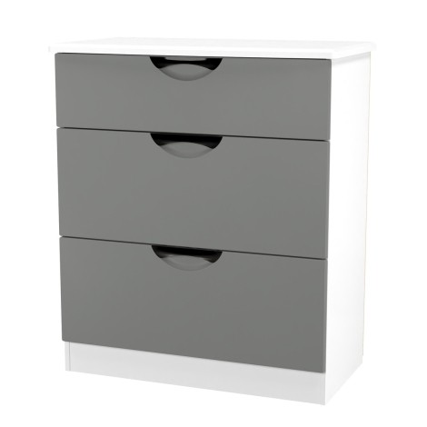 Camden - 3 Drawer Deep Chest - Dust Grey Front and White Matt Base