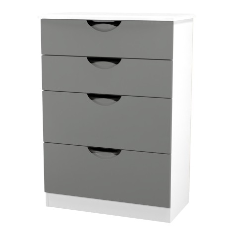 Camden - Chest of 4 Deep Drawers - Dust Grey Front and White Matt Base
