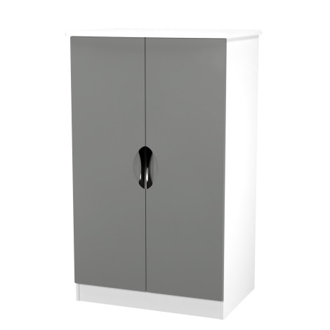 Camden - 2 Door Double Plain Midi Wardrobe - Dust Grey Front and White Matt Base
