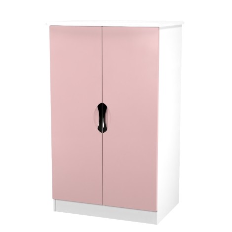 Camden - 2 Door Double Plain Midi Wardrobe - Kobe Pink Front and White Matt Base