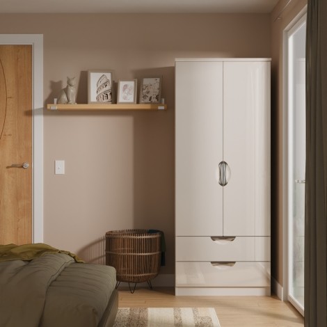 Camden - 2 Door 2 Drawer Double Wardrobe - Kashmir Gloss Front and Matt Base