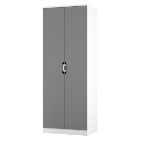 Camden - Tall 2ft6in Plain Double Wardrobe - Dust Grey Front and White Matt Base