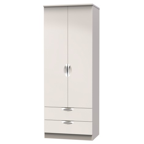 Camden - 2 Door 2 Drawer Double Tall Plain Wardrobe - Kashmir Gloss Front and Matt Base