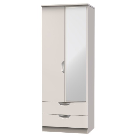Camden - 2 Door 2 Drawer Tall Mirrored Wardrobe - Kashmir Gloss Front and Matt Base