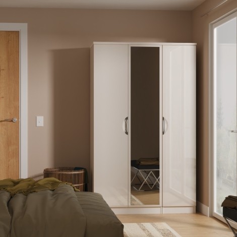 Camden - Triple Mirror Wardrobe - Kashmir Gloss Front and Matt Base
