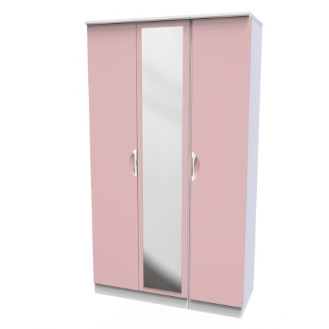 Camden - Triple Mirror Wardrobe - Kobe Pink Front and White Matt Base