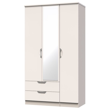Camden - 3 Door 2 Drawer Triple Tall Mirror Wardrobe - Kashmir Gloss Front and Matt Base