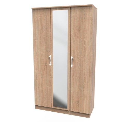 Camden - Bardolino Oak 3 Door Triple Tall Mirror Wardrobe