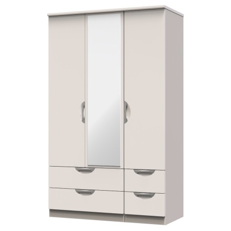 Camden - 3 Door 4 Drawer Triple Mirror Wardrobe - Kashmir Gloss Front and Matt Base