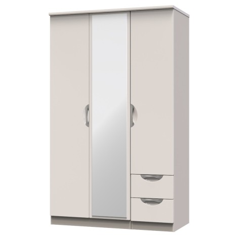 Camden - 3 Door 2 Small Drawer Triple Mirror Wardrobe - Kashmir Gloss Front and Matt Base