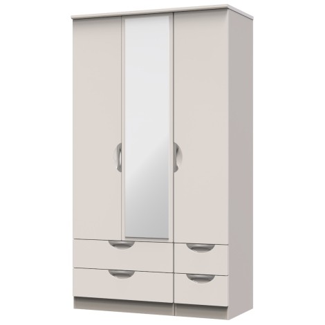 Camden - 3 Door 4 Drawer Tall Triple Mirror Wardrobe - Kashmir Gloss Front and Matt Base