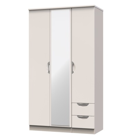 Camden - 3 Door 2 Small Drawer Tall Triple Mirror Wardrobe - Kashmir Gloss Front and Matt Base
