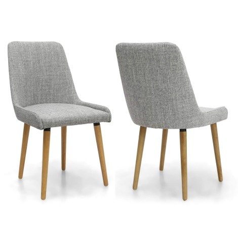 Pair Of - Capri - Grey Weave Fabric - Dining Chairs